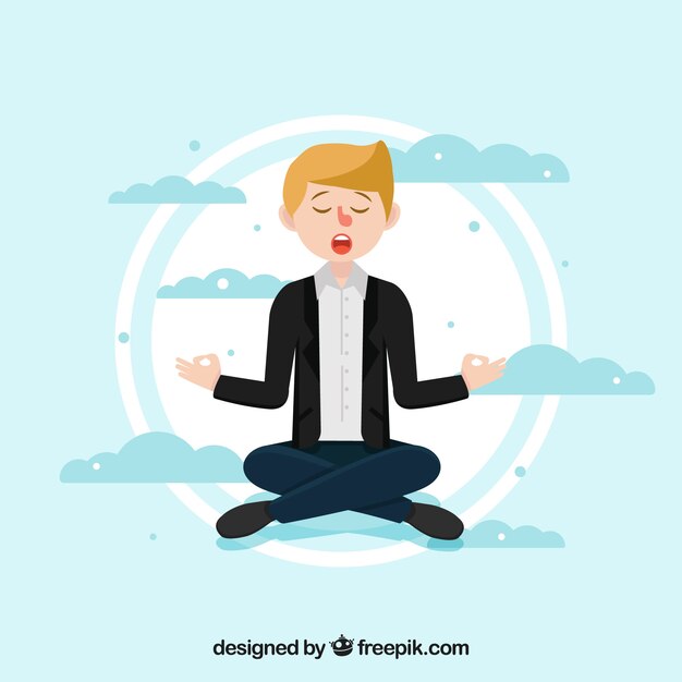 Concepto de meditación con personaje de diseño plano