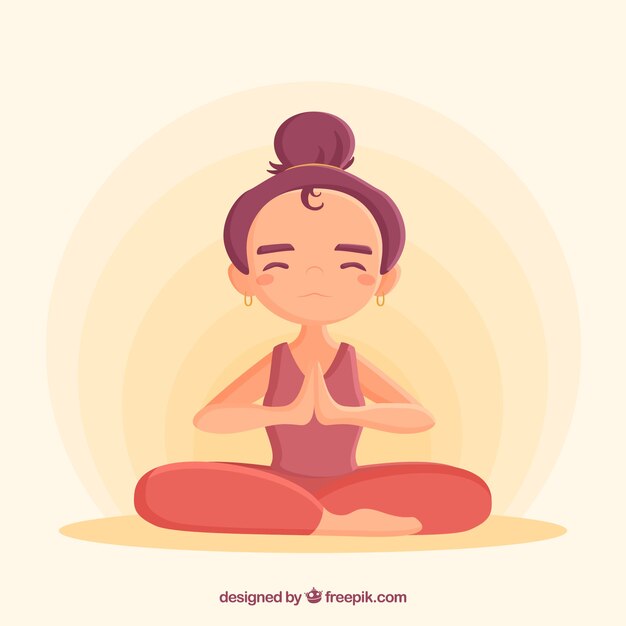 Concepto de meditación con personaje de diseño plano