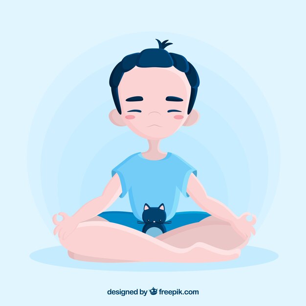 Concepto de meditación con personaje de diseño plano