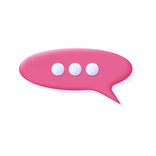Concepto de mensaje de icono 3d de burbuja de voz Bocadillo de diálogo realista con puntos para chat Cuadro de mensaje de vector