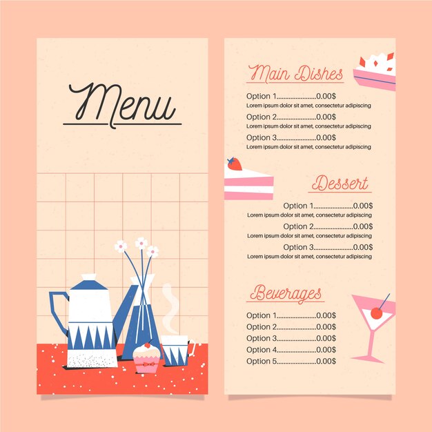 Concepto de menú en diseño plano