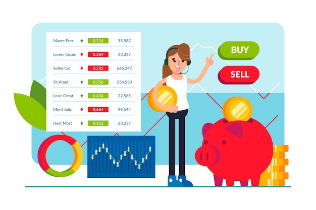 Concepto de mercado de valores de diseño plano