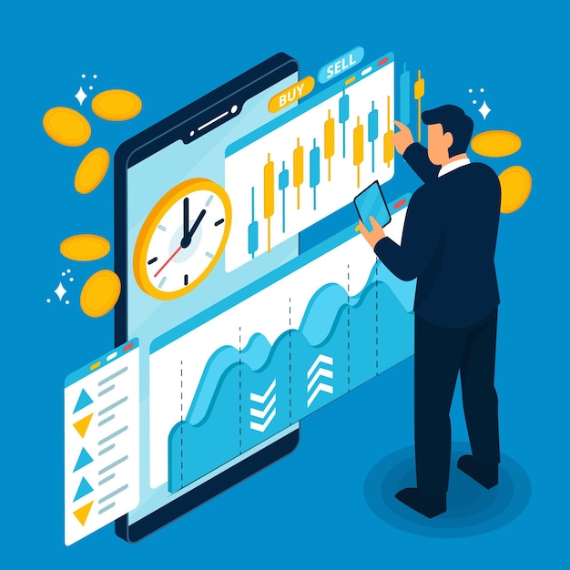 Concepto de mercado de valores isométrico