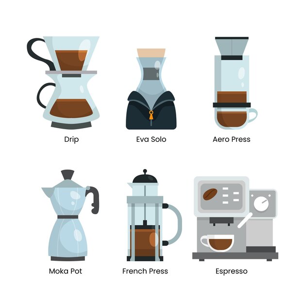 Concepto de métodos de elaboración de café