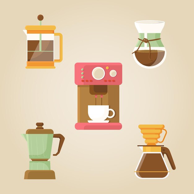 Concepto de métodos de elaboración de café