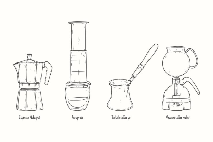 Vector gratuito concepto de métodos de elaboración de café