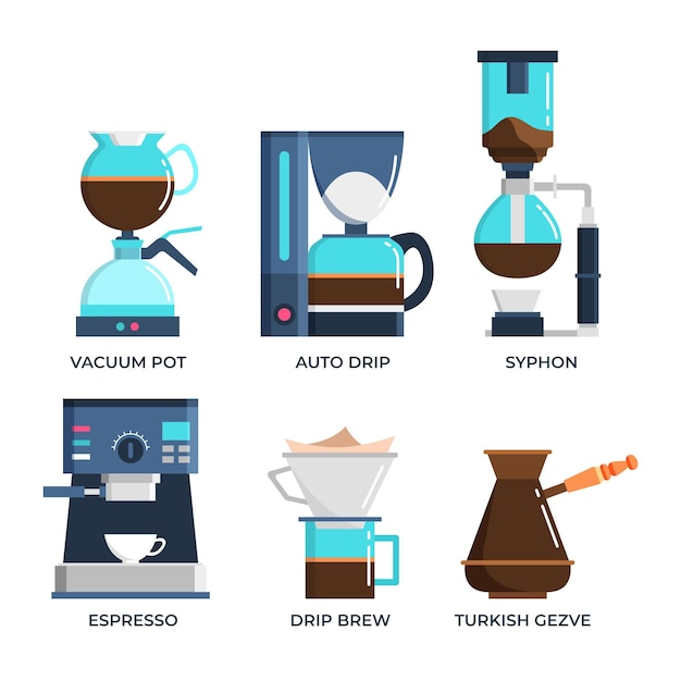 Vector gratuito concepto de métodos de elaboración de café