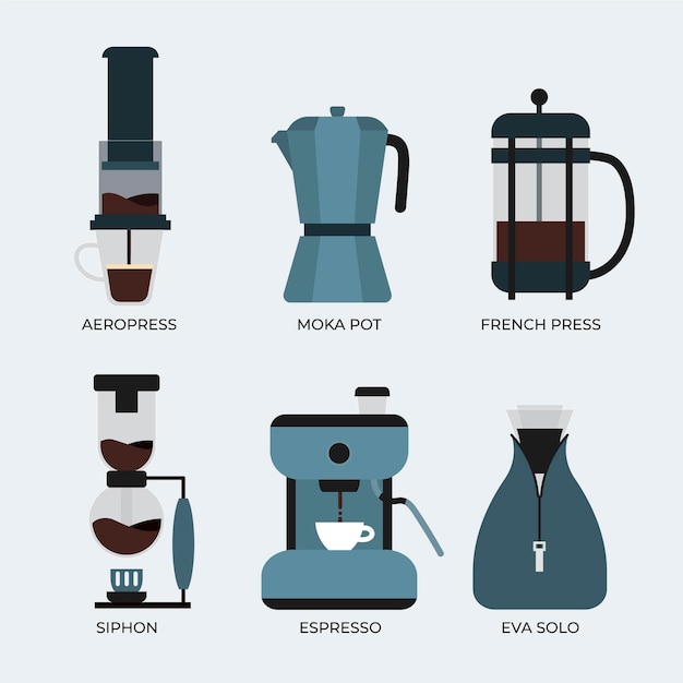 Vector gratuito concepto de métodos de elaboración de café