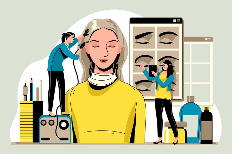Vector gratuito concepto de microblading dibujado a mano en plano ilustrado