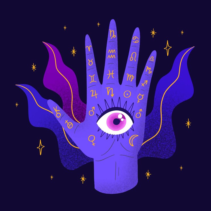 Vector gratuito concepto místico quiromancia
