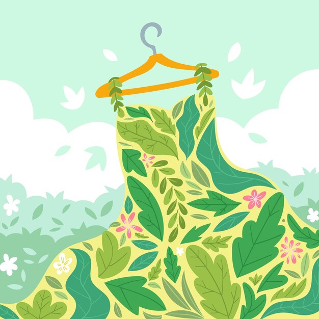 Concepto de moda sostenible dibujado a mano