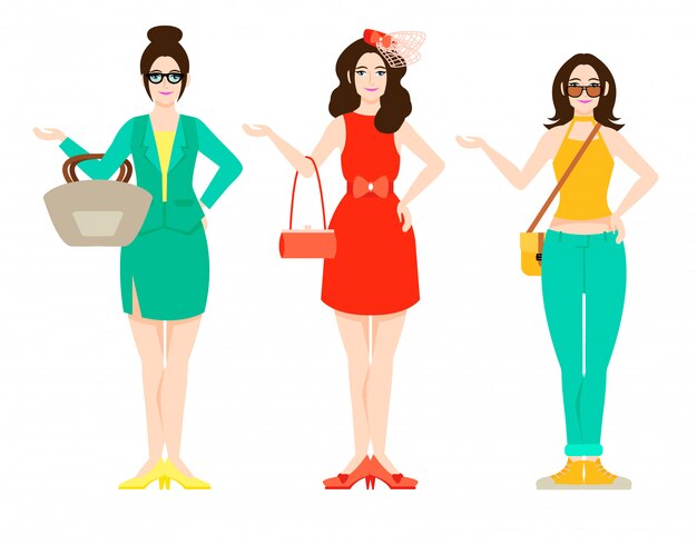 Vector gratuito concepto de moda de traje de mujer hermosa