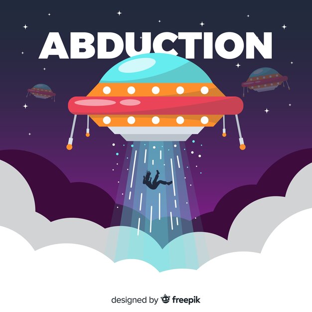 Concepto moderno de abducción de ovni con diseño plano