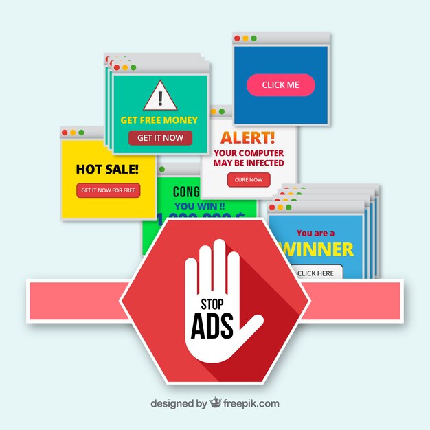 Concepto moderno de ad block con diseño plano