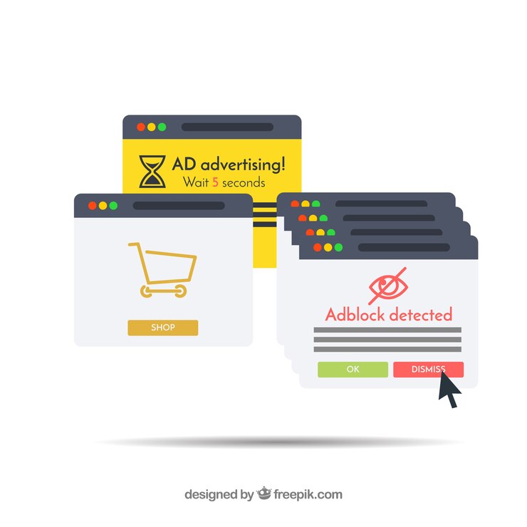 Vector gratuito concepto moderno de ad block con diseño plano