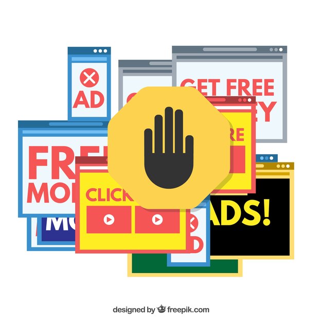 Concepto moderno de ad block con diseño plano