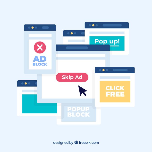 Concepto moderno de ad block con diseño plano