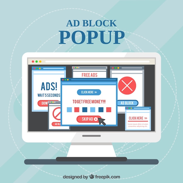 Concepto moderno de ad block con diseño plano