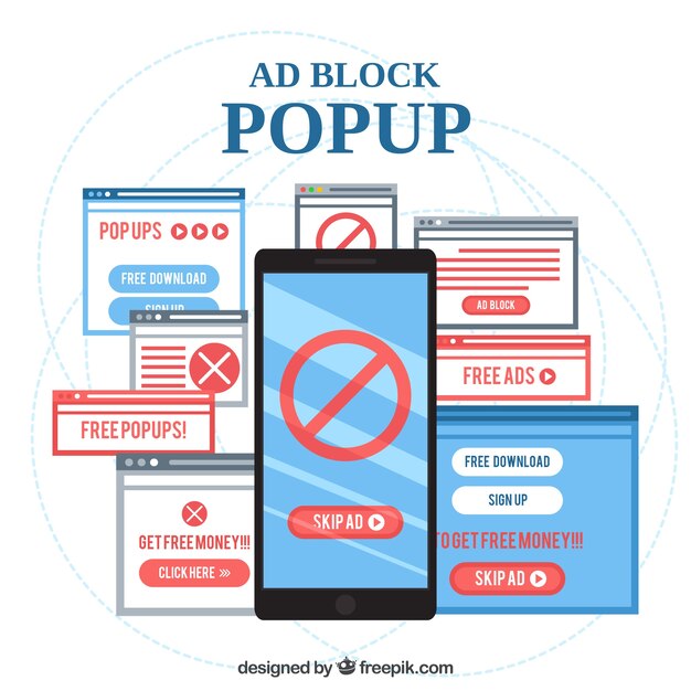 Concepto moderno de ad block con diseño plano
