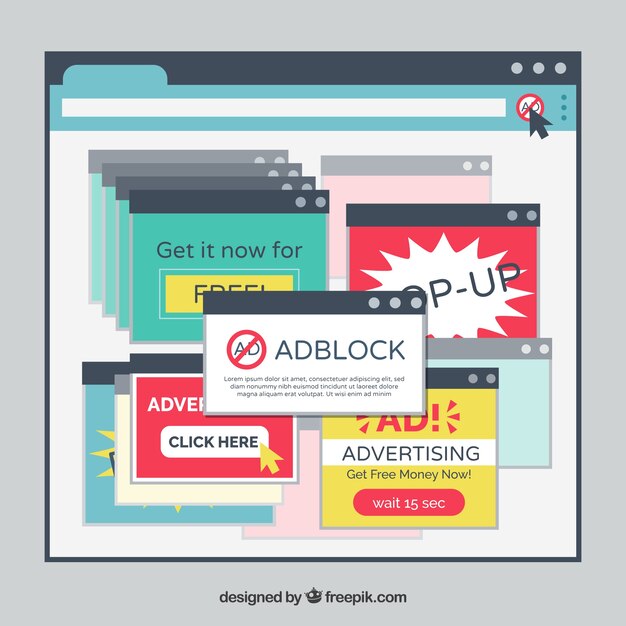 Concepto moderno de ad block con diseño plano