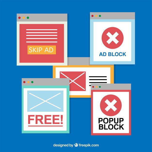 Concepto moderno de ad block con diseño plano