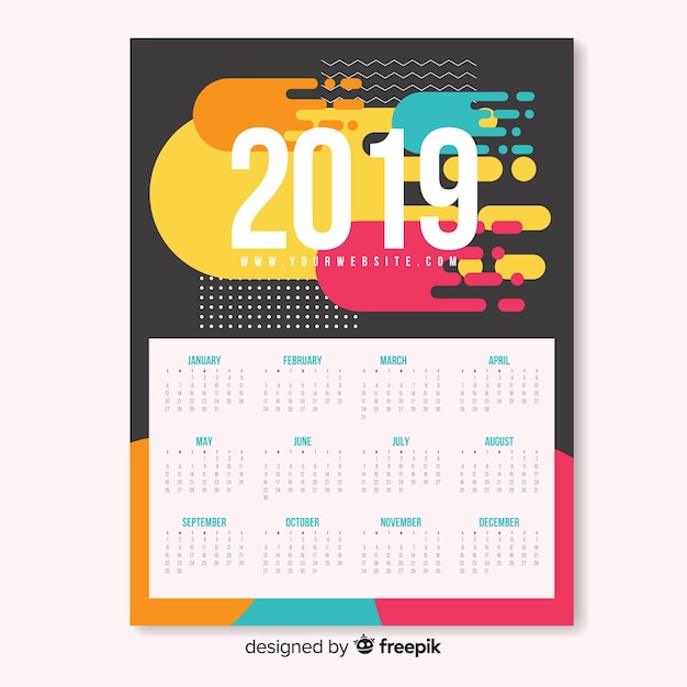 Concepto moderno de calendario de 2019