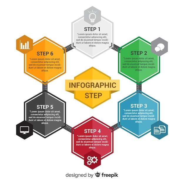 Vector gratuito concepto moderno colorido de pasos infográficos