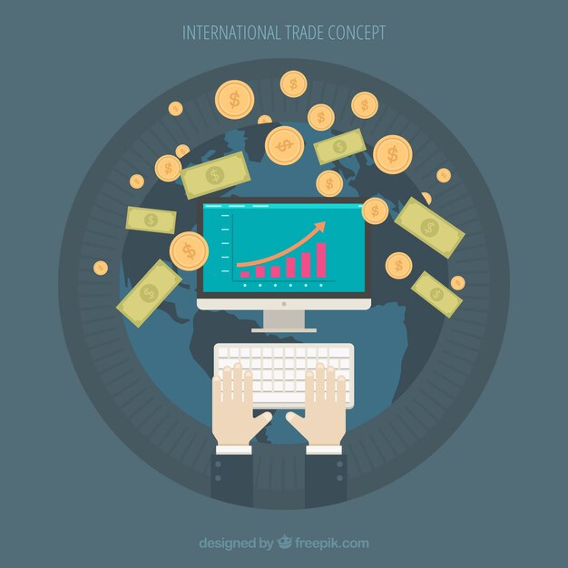Concepto moderno de comercio internacional con diseño plano