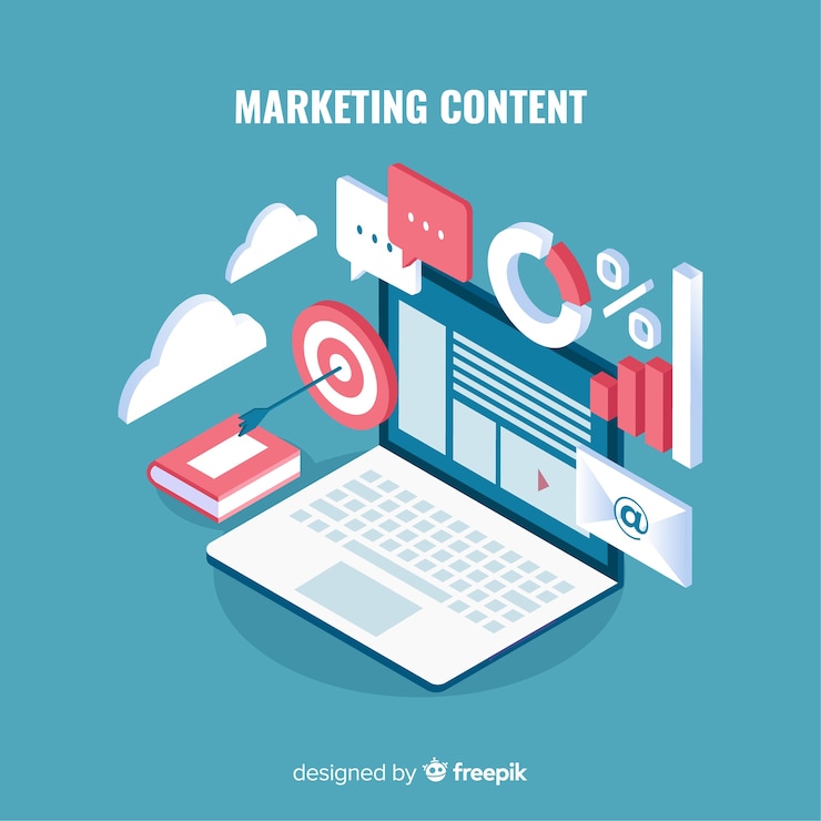 Vector gratuito concepto moderno de contenido de marketing