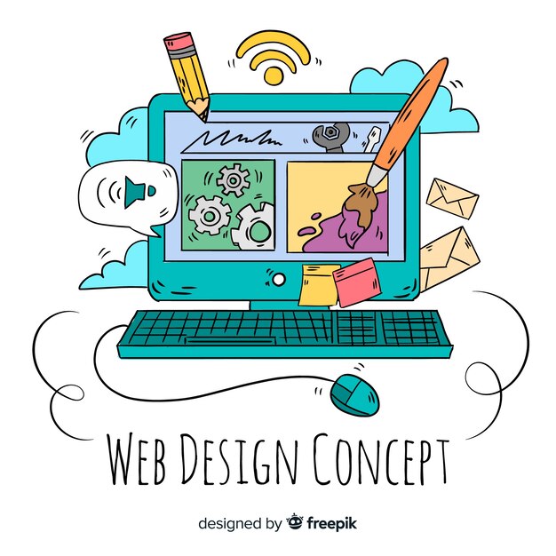 Concepto moderno de diseño web dibujado a mano