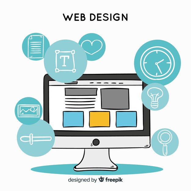 Concepto moderno de diseño web dibujado a mano