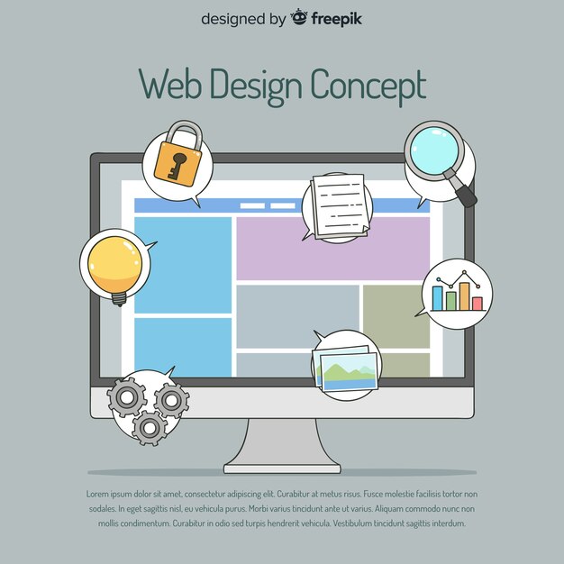 Concepto moderno de diseño web dibujado a mano