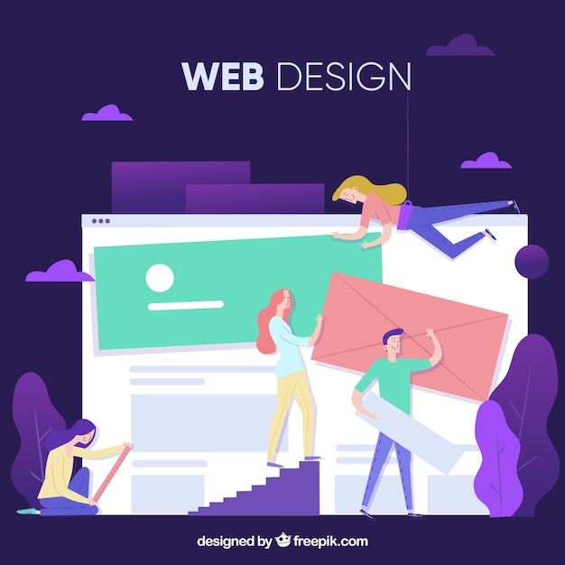 Concepto moderno de diseño web con estilo plano