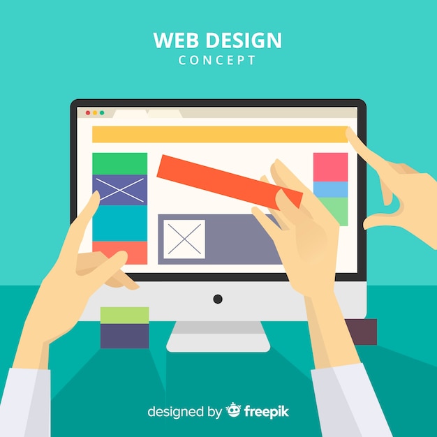 Concepto moderno de diseño web con estilo plano