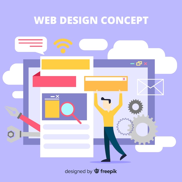 Concepto moderno de diseño web con estilo plano