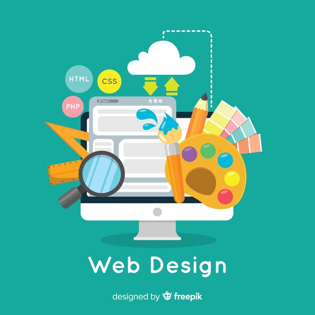 Concepto moderno de diseño web con estilo plano