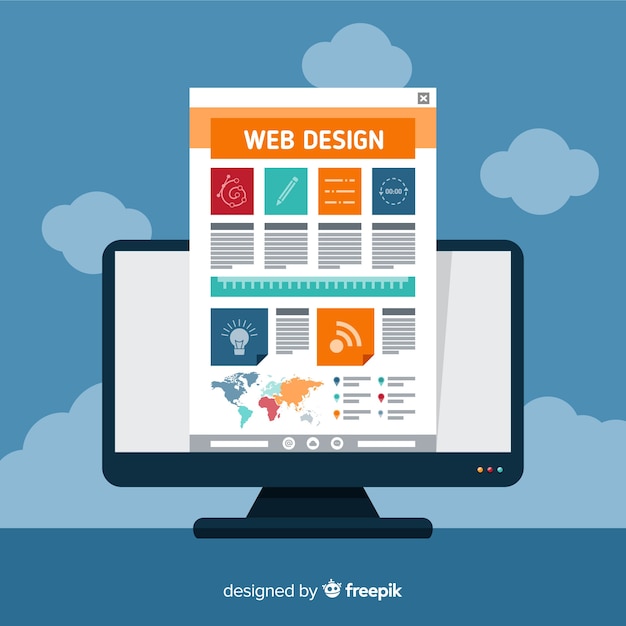 Concepto moderno de diseño web con estilo plano