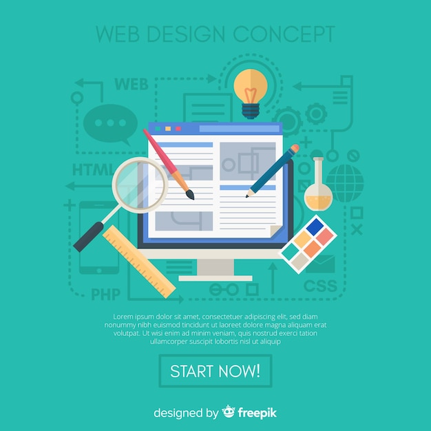 Concepto moderno de diseño web con estilo plano