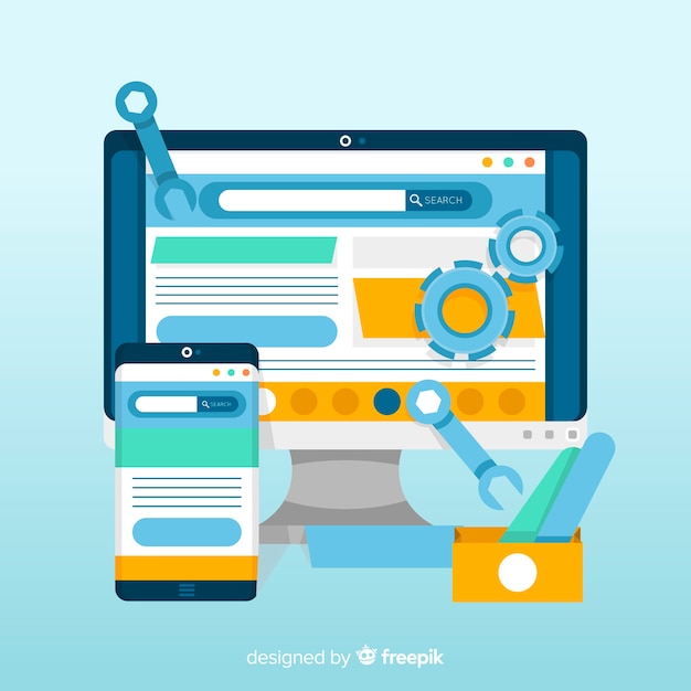 Vector gratuito concepto moderno de diseño web con estilo plano