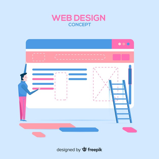 Concepto moderno de diseño web con estilo plano