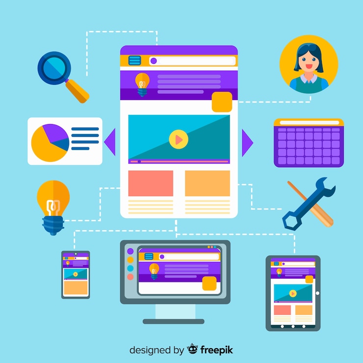 Vector gratuito concepto moderno de diseño web con estilo plano