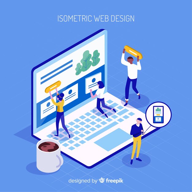 Concepto moderno de diseño web con vista isométrica