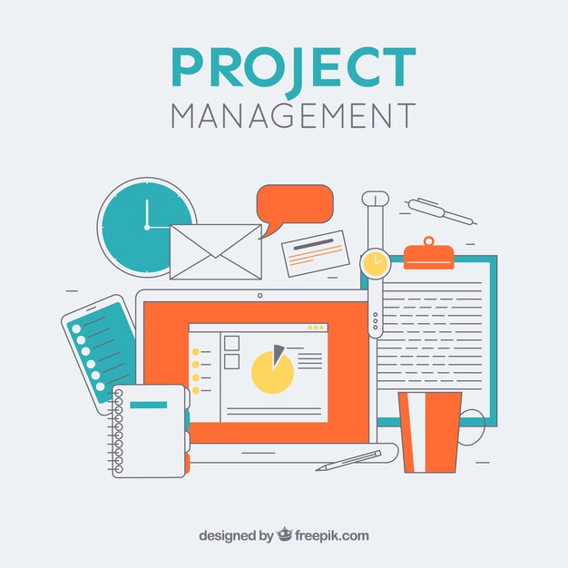 Concepto moderno de gestión de proyectos en estilo flat