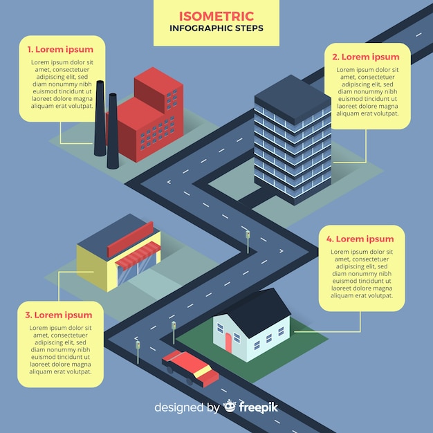 Vector gratuito concepto moderno isométrico de pasos infográficos