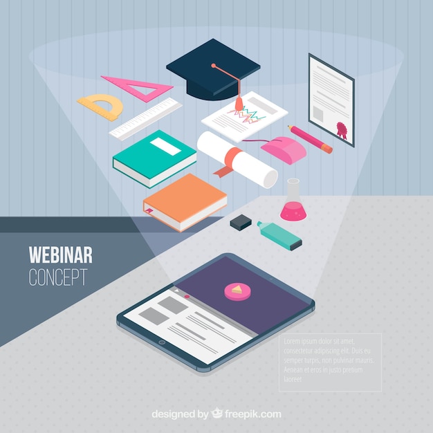 Concepto moderno isométrico de webinar