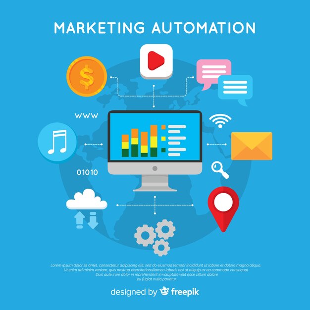 Concepto moderno de marketing online con diseño plano