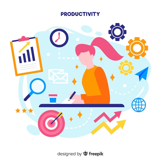 Concepto moderno de productividad con diseño plano