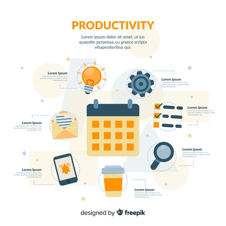 Vector gratuito concepto moderno de productividad con diseño plano