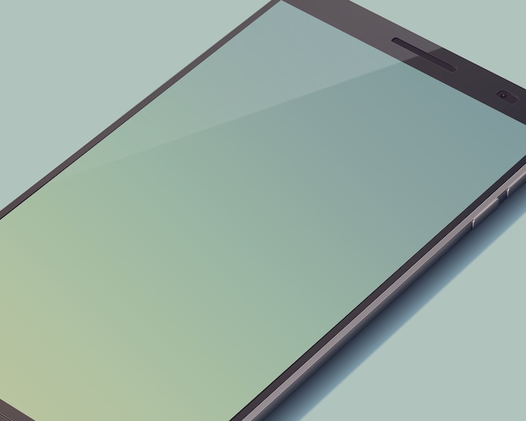 Vector gratuito concepto moderno de teléfono inteligente con pantalla táctil en el gris con una gran pantalla en blanco no completa en la imagen