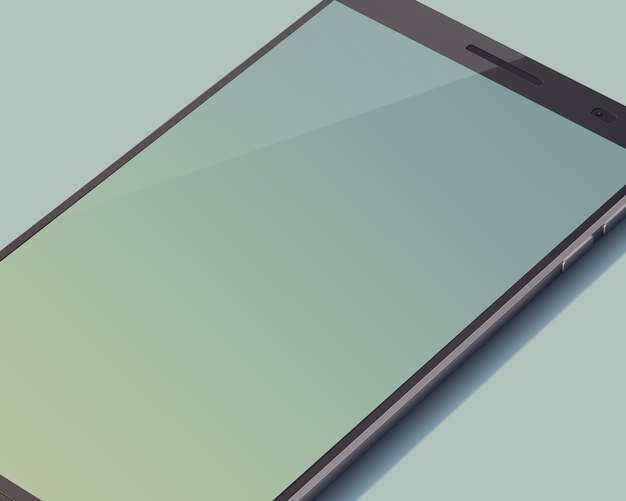 Concepto moderno de teléfono inteligente con pantalla táctil en el gris con una gran pantalla en blanco no completa en la imagen